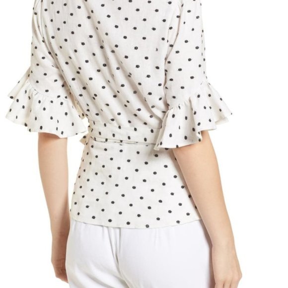 WAYF | Polka Dot Wrap Top Ruffle Sleeve - Picture 4 of 12